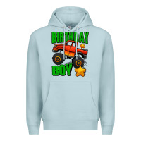 Blue Mist birthday boy monster truck Premium Hoodie - Jasminsmagicworld
