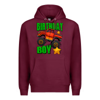 Burgundy birthday boy monster truck Premium Hoodie - Jasminsmagicworld