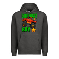 Charcoal Heather birthday boy monster truck Premium Hoodie - Jasminsmagicworld