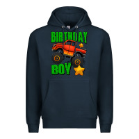 Navy birthday boy monster truck Premium Hoodie - Jasminsmagicworld