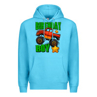 Ocean Blue birthday boy monster truck Premium Hoodie - Jasminsmagicworld