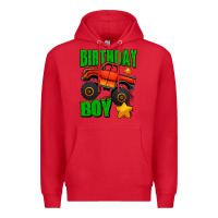 Red birthday boy monster truck Premium Hoodie - Jasminsmagicworld