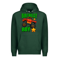 Sports Green birthday boy monster truck Premium Hoodie - Jasminsmagicworld