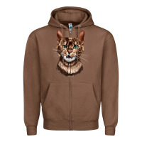 Chestnut Bengal Cat Face Zipper Hoodie - LillyAllenDesigns