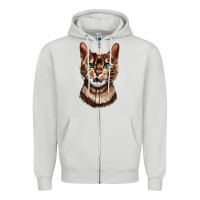 Dove Grey Bengal Cat Face Zipper Hoodie - LillyAllenDesigns