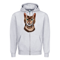 Heather Grey Bengal Cat Face Zipper Hoodie - LillyAllenDesigns