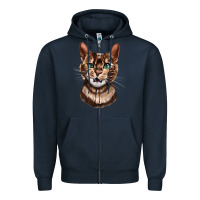 Navy Bengal Cat Face Zipper Hoodie - LillyAllenDesigns