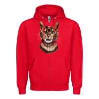 Red Bengal Cat Face Zipper Hoodie - LillyAllenDesigns