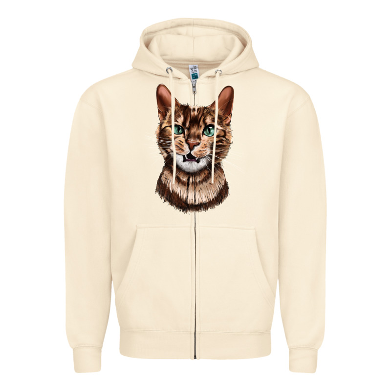 Bengal Cat Face Zipper Hoodie by LillyAllenDesigns | Teevron