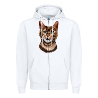 White Bengal Cat Face Zipper Hoodie - LillyAllenDesigns