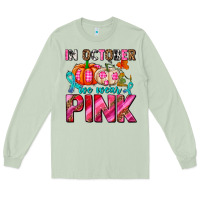 Matcha in october we wear pink with pumpkins Long Sleeve Tee - AdoDesignShop