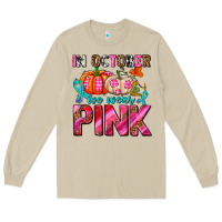 Mushroom in october we wear pink with pumpkins Long Sleeve Tee - AdoDesignShop