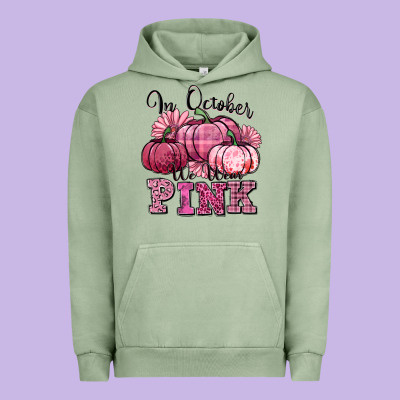In October We Wear Pink Pumpkin Urban Hoodie Designed By Texasbilliewilder