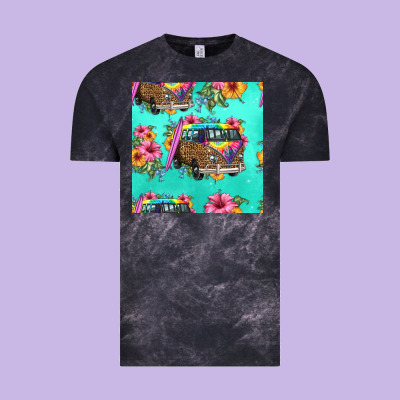 Floral Hippie Truck Seamless Pattern Vintage Tee Designed By Hra Design Shop