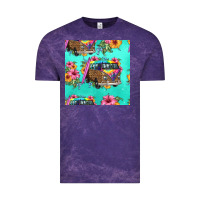 Cloud Purple floral hippie truck seamless pattern Vintage Tee - HRA Design Shop