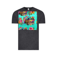 Vintage Black floral hippie truck seamless pattern Vintage Tee - HRA Design Shop