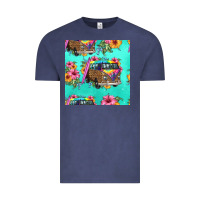 Vintage Denim floral hippie truck seamless pattern Vintage Tee - HRA Design Shop