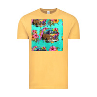 Vintage Mustard floral hippie truck seamless pattern Vintage Tee - HRA Design Shop