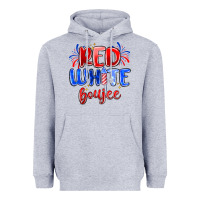 Heather Grey red white boujee Heavyweight Hoodie - MaliasSmallBusiness