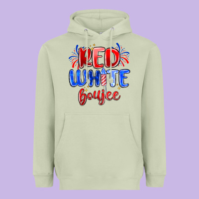 Red White Boujee Heavyweight Hoodie Designed By Maliassmallbusiness