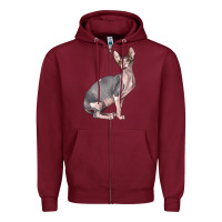 Burgundy Sphynx Cat Zipper Hoodie - LillyAllenDesigns