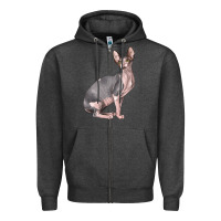 Charcoal Heather Sphynx Cat Zipper Hoodie - LillyAllenDesigns