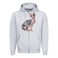 Heather Grey Sphynx Cat Zipper Hoodie - LillyAllenDesigns