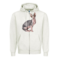 Oatmeal Heather Sphynx Cat Zipper Hoodie - LillyAllenDesigns