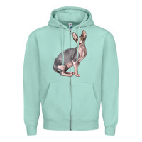 Seafoam Sphynx Cat Zipper Hoodie - LillyAllenDesigns
