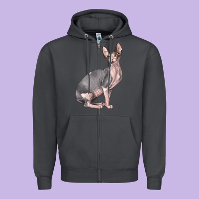 Sphynx Cat Zipper Hoodie Designed By Lillyallendesigns