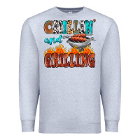 Heather Grey chillin and grilling Premium Sweatshirt - MaliasSmallBusiness