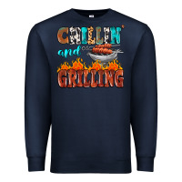 Navy chillin and grilling Premium Sweatshirt - MaliasSmallBusiness