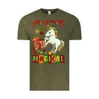 Vintage Olive christmas magical unicorn Vintage Tee - FaDigitalArtStudio