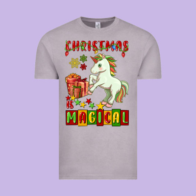 Christmas Magical Unicorn Vintage Tee Designed By Fadigitalartstudio