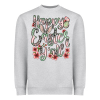 Heather Grey Easter Day Happy Easter y'all Heavyweight Sweatshirt - OliviaCreatesArt