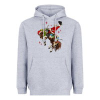 Heather Grey christmas cowboy santa Heavyweight Hoodie - MaliasSmallBusiness