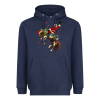 Navy christmas cowboy santa Heavyweight Hoodie - MaliasSmallBusiness