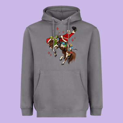 Christmas Cowboy Santa Heavyweight Hoodie Designed By Maliassmallbusiness