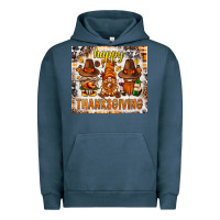 Pigment Midnight Navy Happy Thanksgiving gnomes Urban Hoodie - NancyCooperArtShop