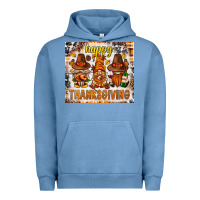 Pigment Pebble Blue Happy Thanksgiving gnomes Urban Hoodie - NancyCooperArtShop