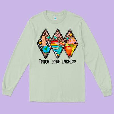 Teach Love Inspire Long Sleeve Tee Designed By Jahusdesignshop