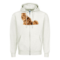 Oatmeal Heather Persian Cat Zipper Hoodie - LillyAllenDesigns