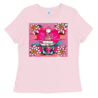 Bubblegum Pink v.d gnome and lotus tumbler Ladies Tee - AdoDesignShop