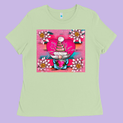 V.d Gnome And Lotus Tumbler Ladies Tee Designed By Adodesignshop
