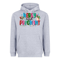Heather Grey merry and pregnant Heavyweight Hoodie - MaliasSmallBusiness