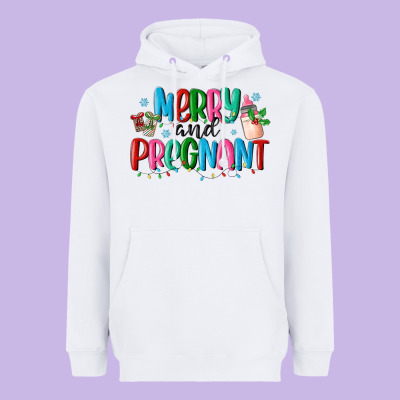 Merry And Pregnant Heavyweight Hoodie Designed By Maliassmallbusiness