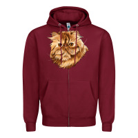 Burgundy Persian Cat Face Zipper Hoodie - LillyAllenDesigns