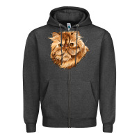 Charcoal Heather Persian Cat Face Zipper Hoodie - LillyAllenDesigns