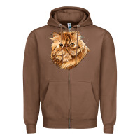 Chestnut Persian Cat Face Zipper Hoodie - LillyAllenDesigns