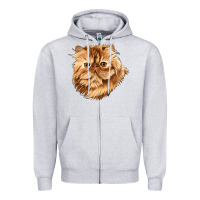 Heather Grey Persian Cat Face Zipper Hoodie - LillyAllenDesigns